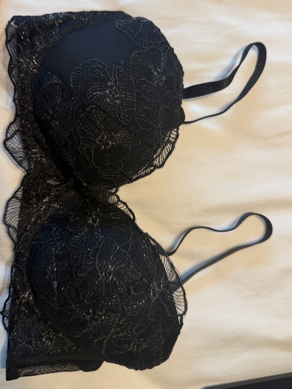 Black Lace Bralette Cami with Floral Applique